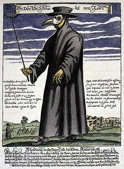 Чумний лікар, карикатура XVII ст. Чумний лікар, карикатура XVII ст.