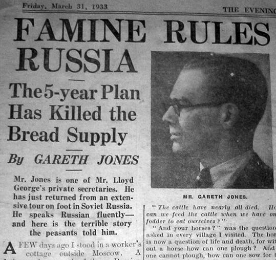 Стаття Ґарета Джоунса в «The London Evening Standard» за 31 березня 1933 року