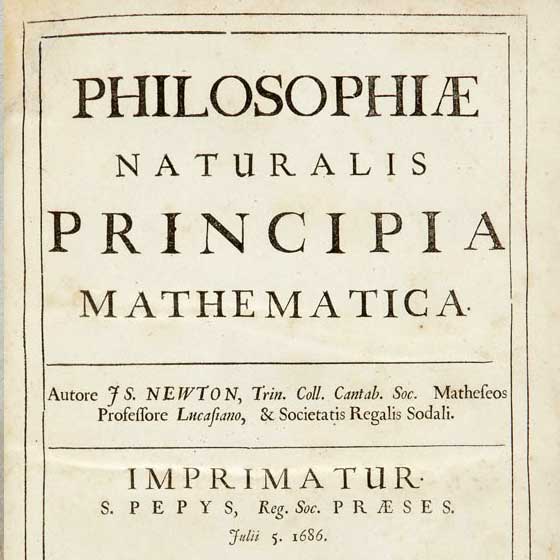 Титульна сторінка основної праці Ісаака Ньютона